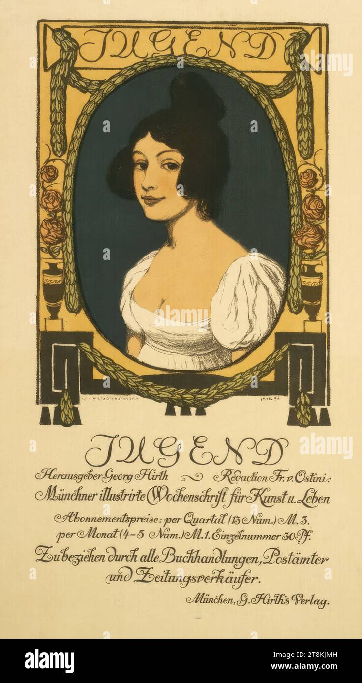 YOUTH; Editor Georg Hirth; Munich Illustrated Weekly for Art and Life, Angelo Jank, Monaco 1868 - 1940 Monaco di Baviera, 1898, stampa, litografia a colori, foglio: 740 mm x 400 mm Foto Stock