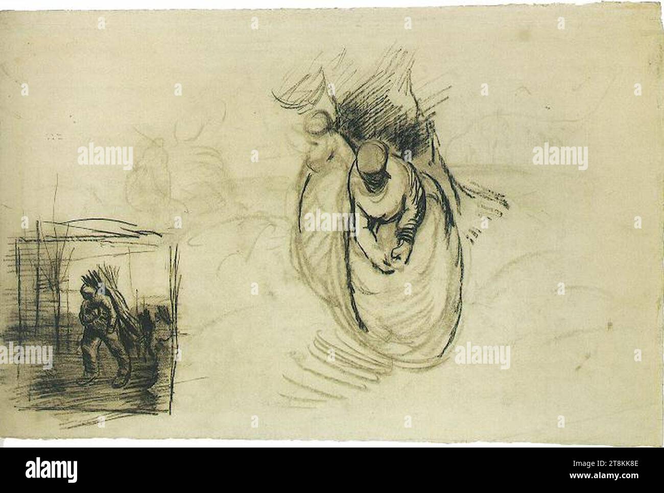 Van gogh Studies for Figures Carriage Bundles of Wood vgm f1297v jh795. Foto Stock