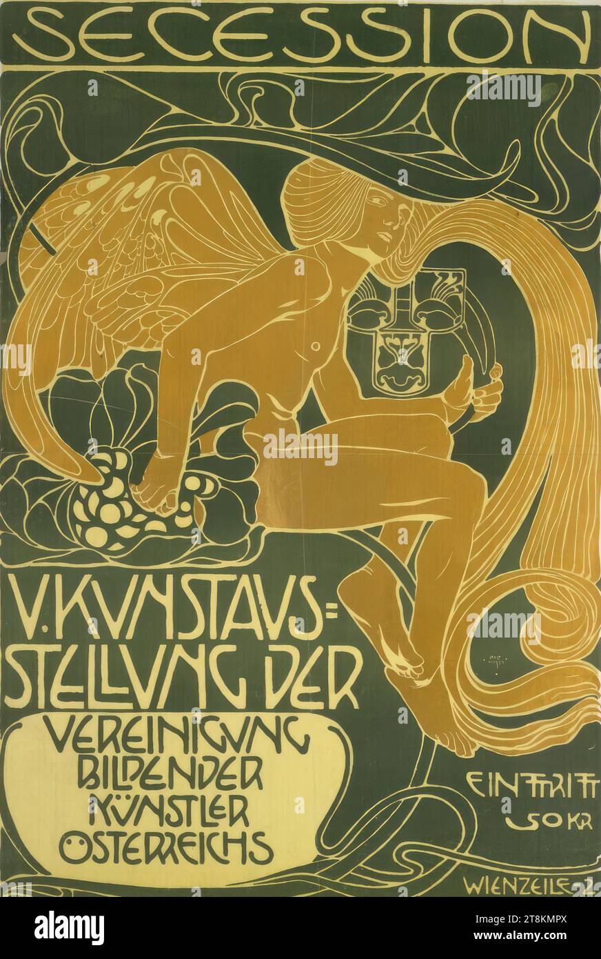 SECESSIONE; V. MOSTRA D'ARTE, Koloman Moser, Vienna 1868 - 1918 Vienna, 1899, stampa, litografia a colori, foglio: 99,5 x 70 cm, Austria Foto Stock
