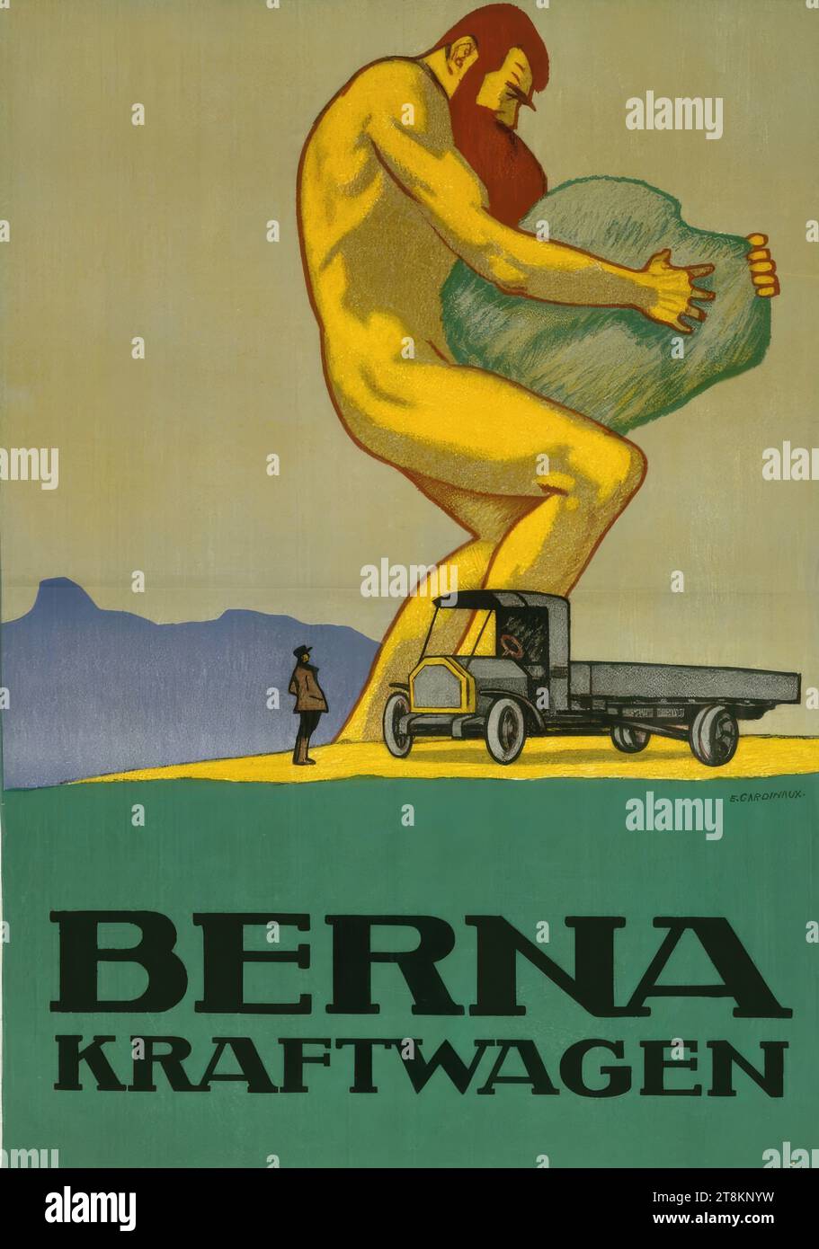 BERNA KRAFTWAGEN, Emil Cardinaux, Berna 1877 - 1936 Berna, circa 1925, stampa, litografia a colori, foglio: 1260 mm x 900 mm Foto Stock