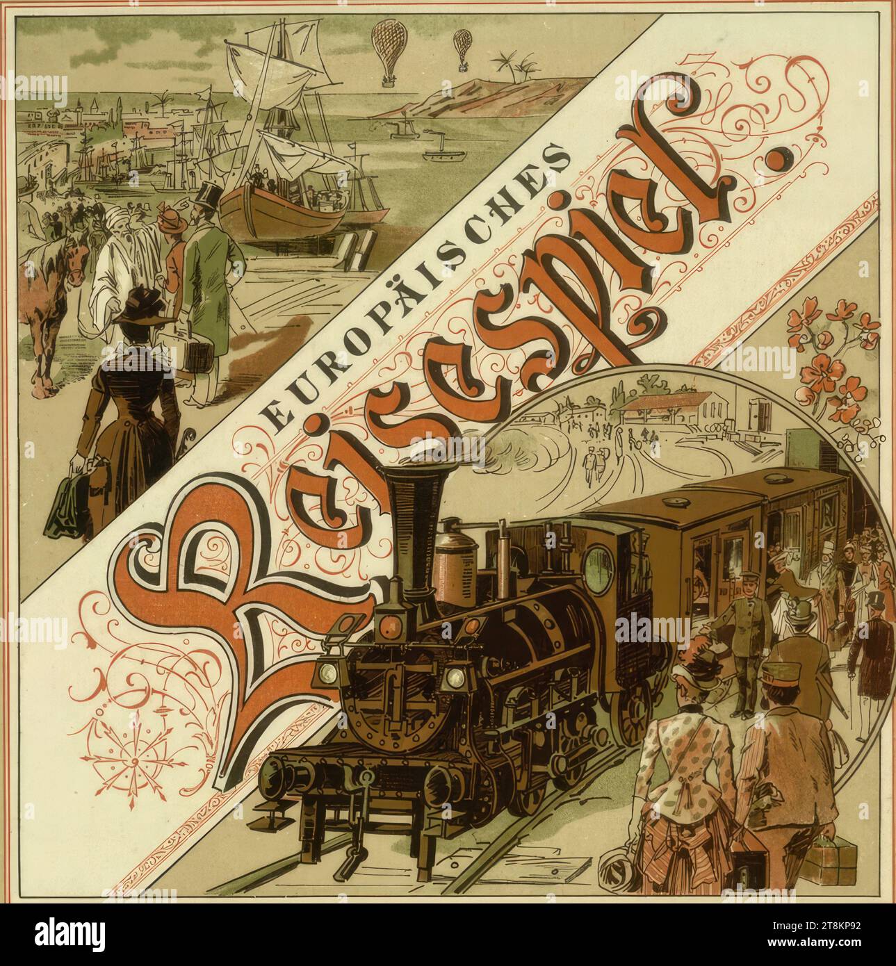 Gioco EUROPEO di viaggi, anonimo, circa 1900, stampa, litografia a colori, foglio: 350 mm x 330 mm Foto Stock