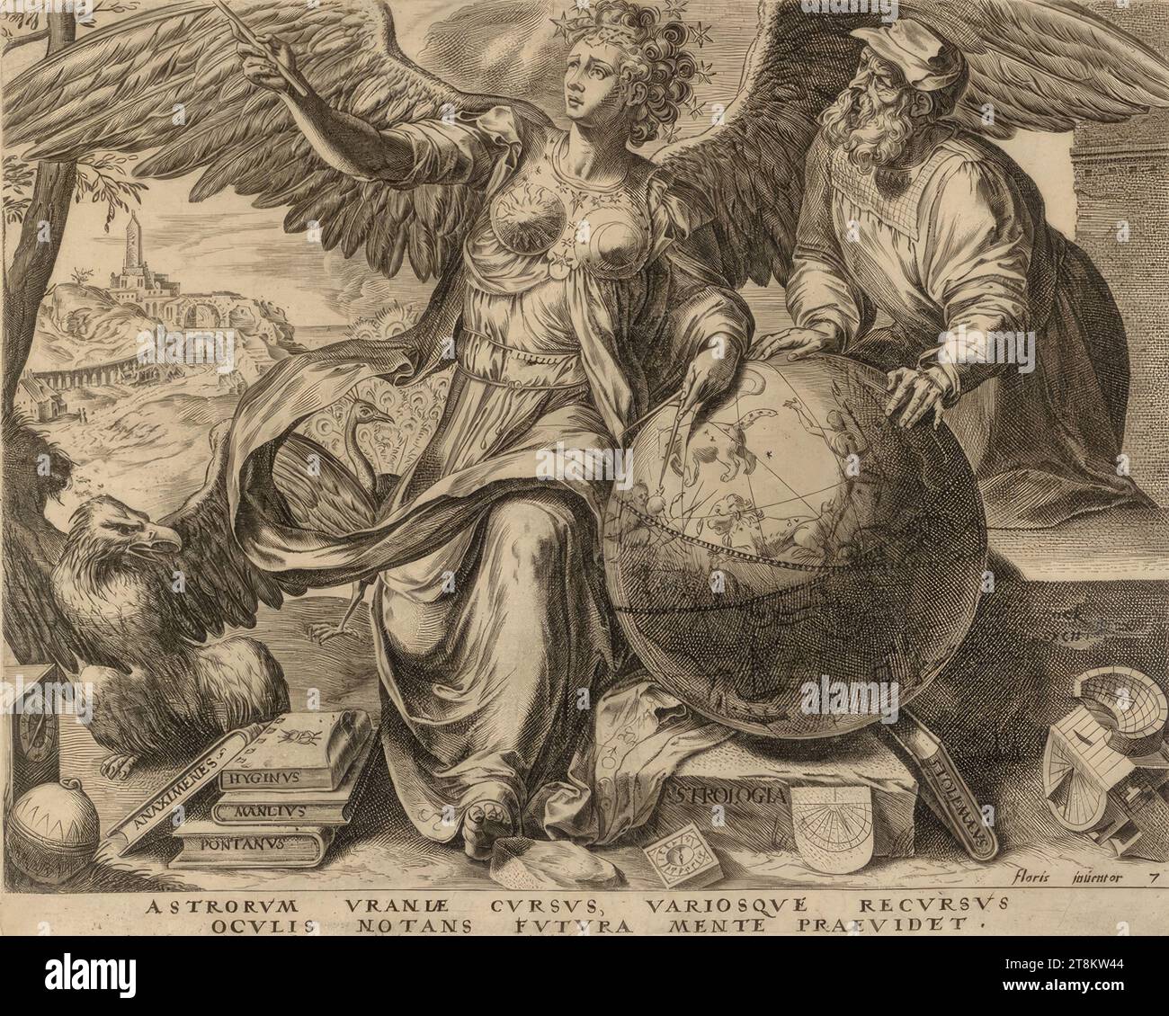 Dalla serie "le sette Arti Liberali": Astrologia, Astrologia, le sette Arti Liberali, 1565, stampa, incisione su copperplate, foglio: 22,8 x 28,3 cm, destra. 'ASTROLOGIA' in stampa Foto Stock