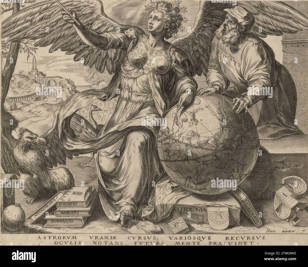 Dalla serie "le sette Arti Liberali": Astrologia, Astrologia, le sette Arti Liberali, 1565, stampa, incisione su copperplate, foglio: 22,7 x 28,3 cm, destra. 'ASTROLOGIA' in stampa Foto Stock