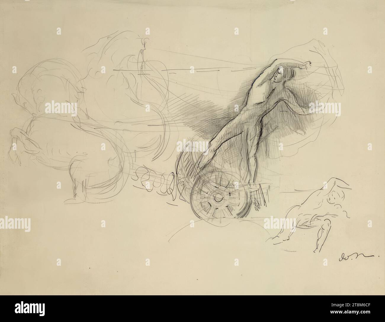 Phaeton guida il carro solare, Odilon Redon (Bordeaux 1840–1916 Parigi), 1905-1908, disegno, matita, penna nera, 17,5 x 22,4 cm Foto Stock