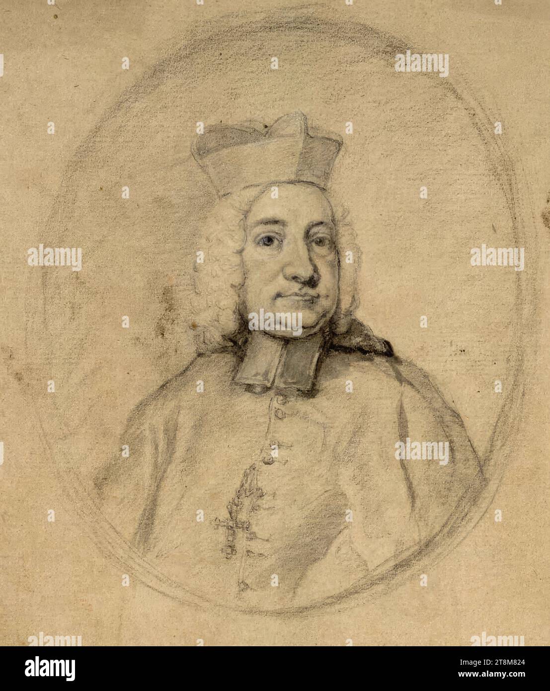 Franz Anton Graf Harrach; Principe-Vescovo di Salisburgo 1709-1727, Frans van Stampart (Anversa 1675 - 1750 Vienna), disegno, gesso, pennello, inchiostro, lavato, 15,5 x 13,2 cm, nota: timbro sul retro Foto Stock