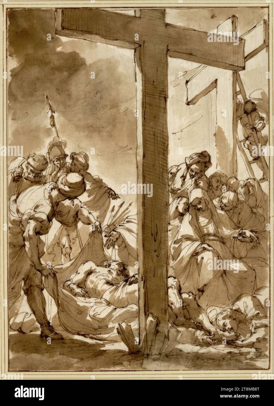 Cristo sulla Croce. Ubaldo Gandolfi (Bologna, 1728-1781). Italia, 18th  secolo. Disegni. Penna e inchiostro marrone e lavare Foto stock - Alamy