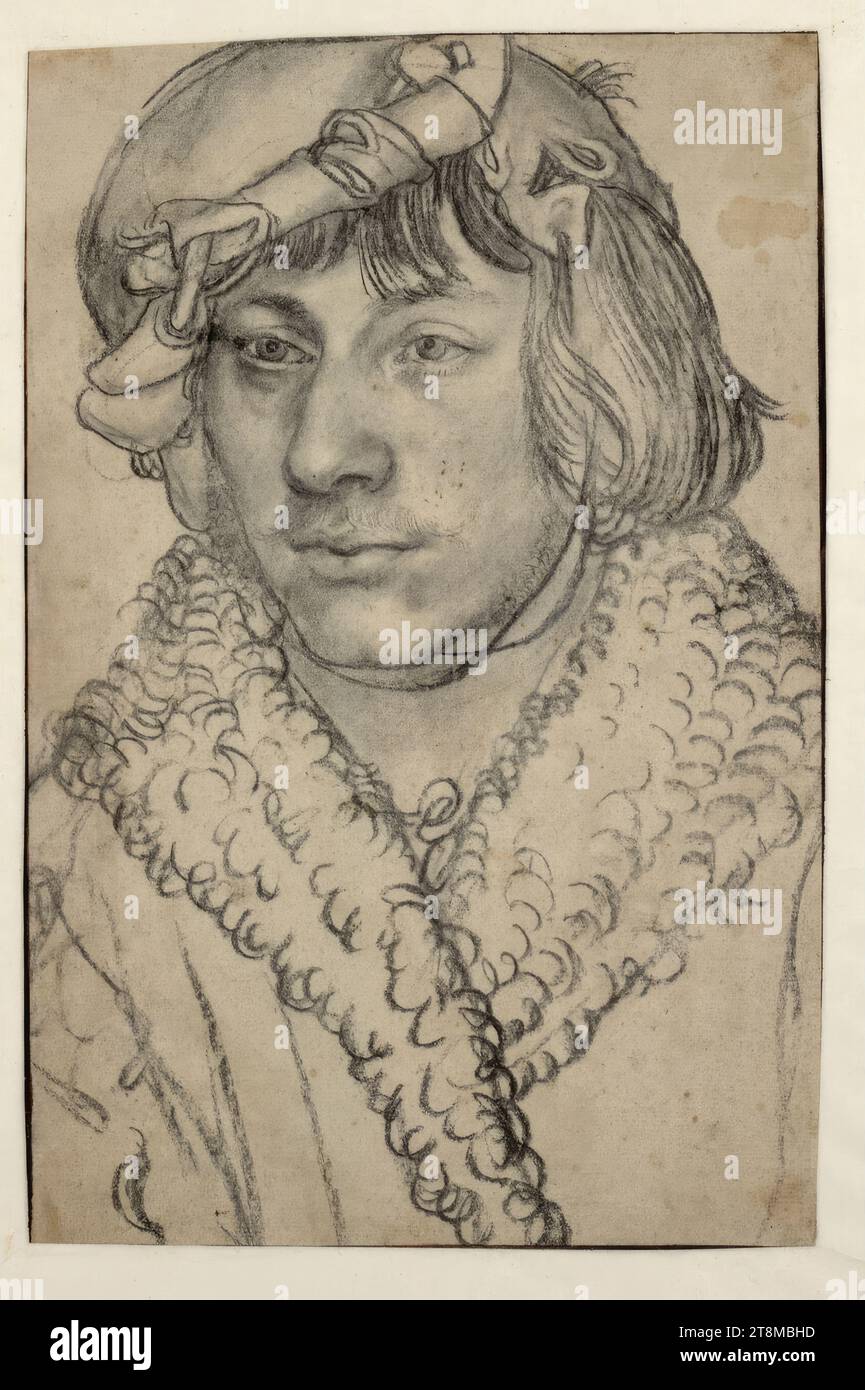 Margravio Alberto di Brandeburgo-Ansbach (1490-1568), 1511/12, disegno, carbone, leggermente lavato in punti, 28 x 18,5 cm (11 x 7 5/16 pollici), nessun francobollo da collezione Duca Alberto di Sassonia-Teschen Foto Stock