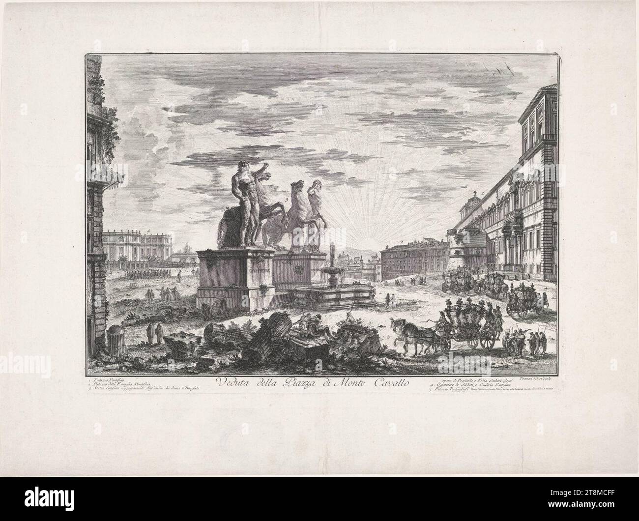 Vedute di Roma n. 024 veduta della Piazza di Monte Cavallo di Giovanni Battista Piranesi Foto Stock