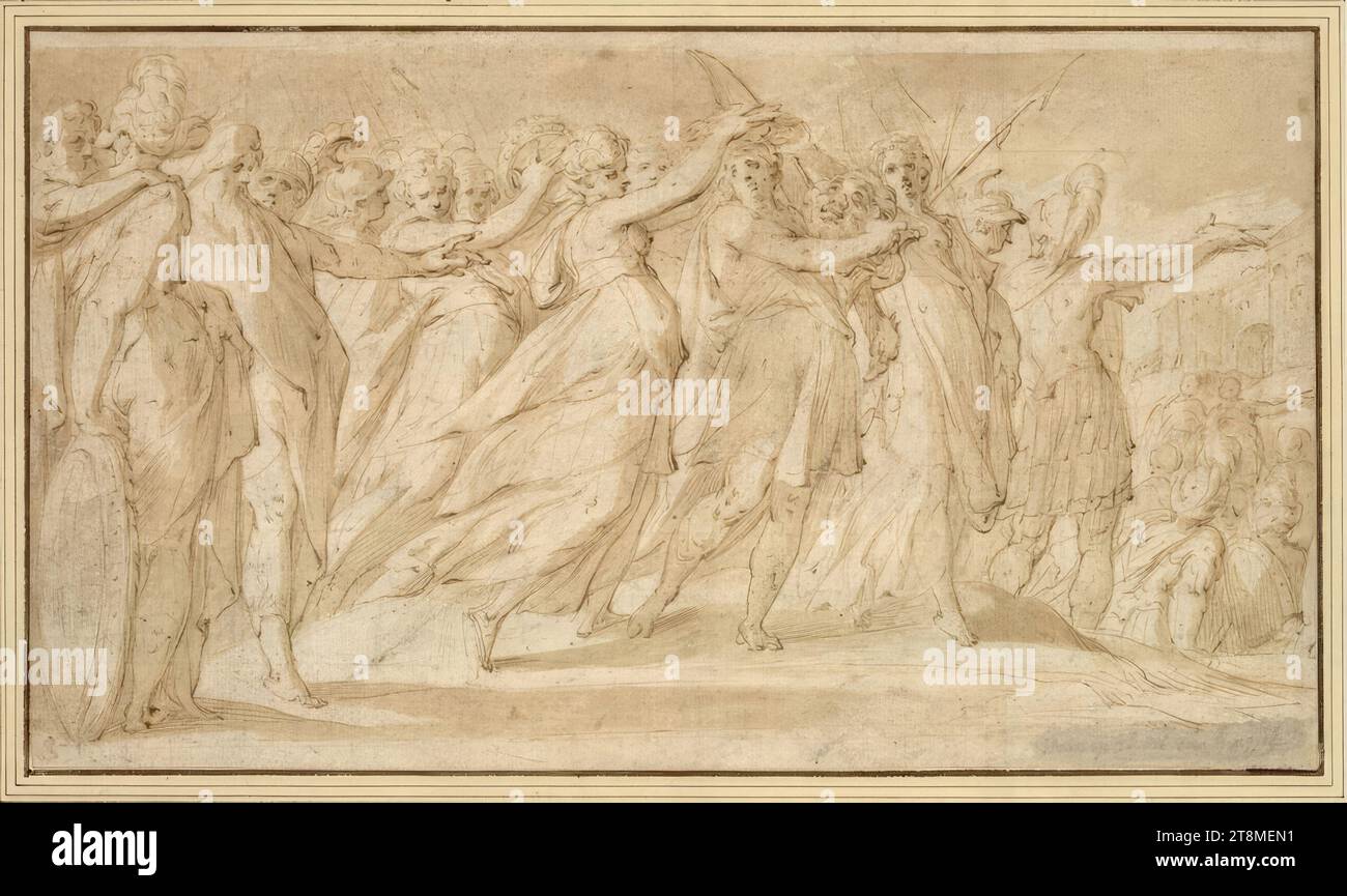 Il trionfo di David, anonimo, disegno, penna marrone, lavato, 19,4 x 33,8 cm, l. e il duca Alberto di Sassonia Teschen Foto Stock