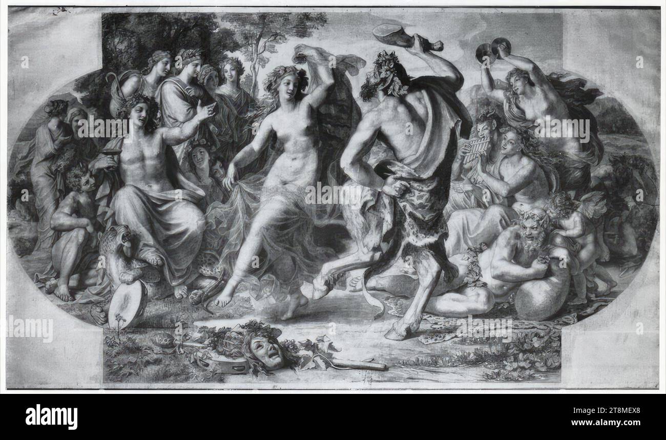 Bacchanal, Karl Rahl (il giovane) (Vienna 1812 - 1865 Vienna), disegno, carbone, 139 x 242 cm Foto Stock