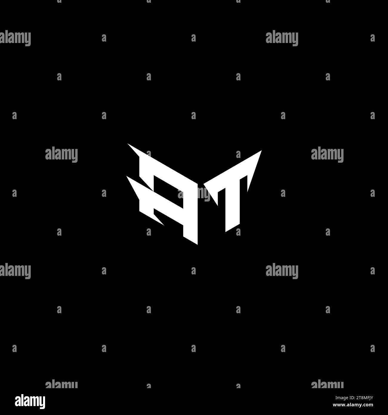 IL logo AT Premium emblema iniziale esport e concetto di design per il gaming Illustrazione Vettoriale