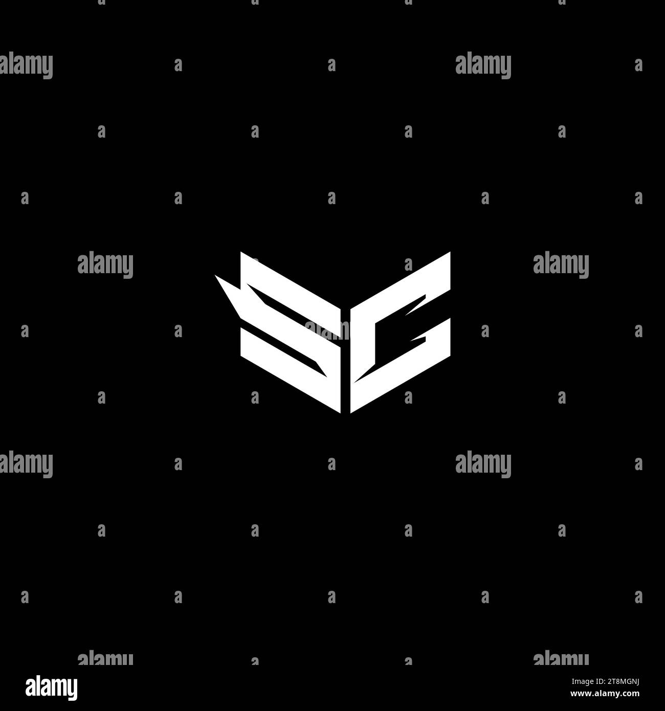Design iniziale del logo con emblema SC Premium e concept di design per il gaming Illustrazione Vettoriale