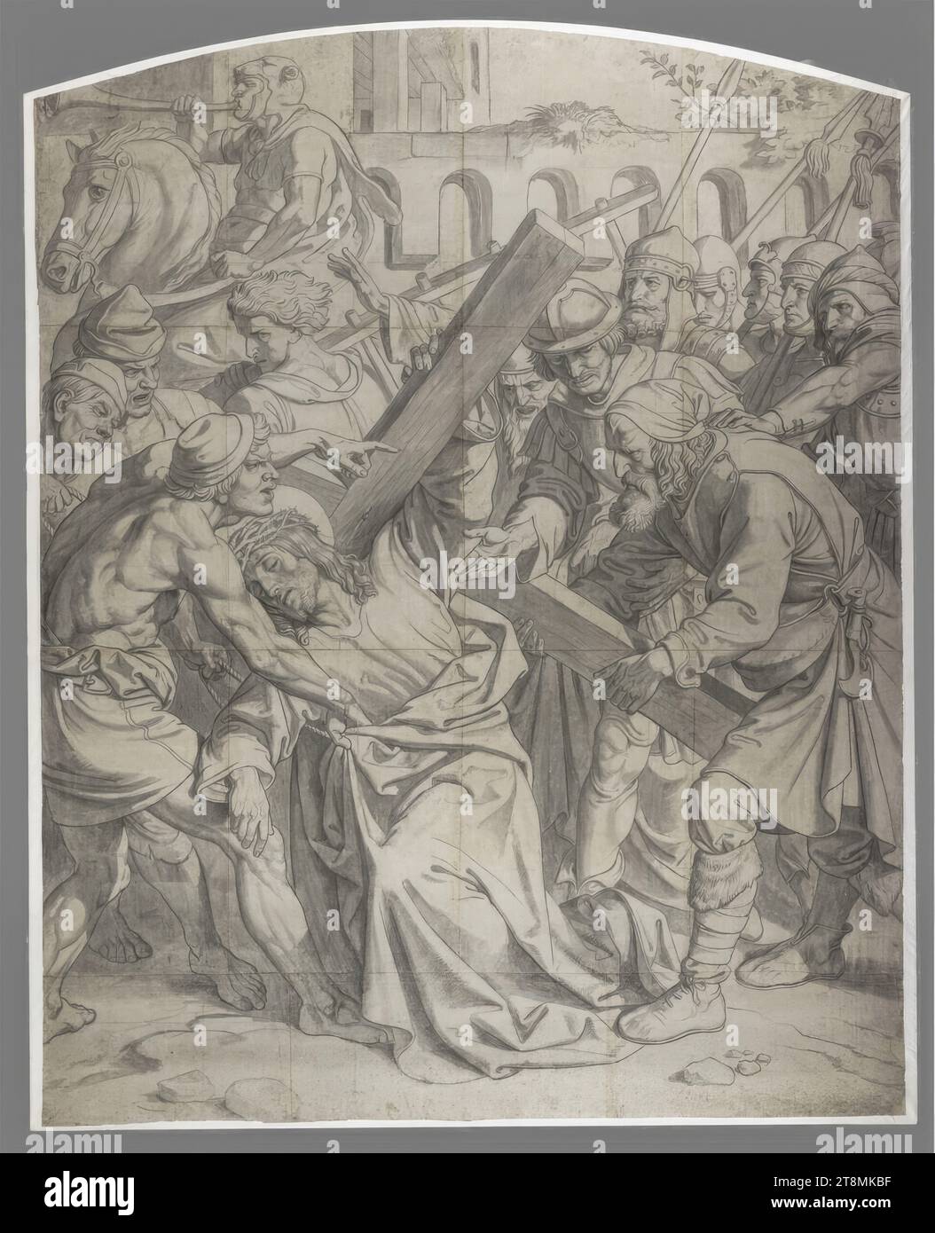 Simone di Cirene aiuta Gesù a portare la croce (cartoncino per la quinta stazione delle stazioni