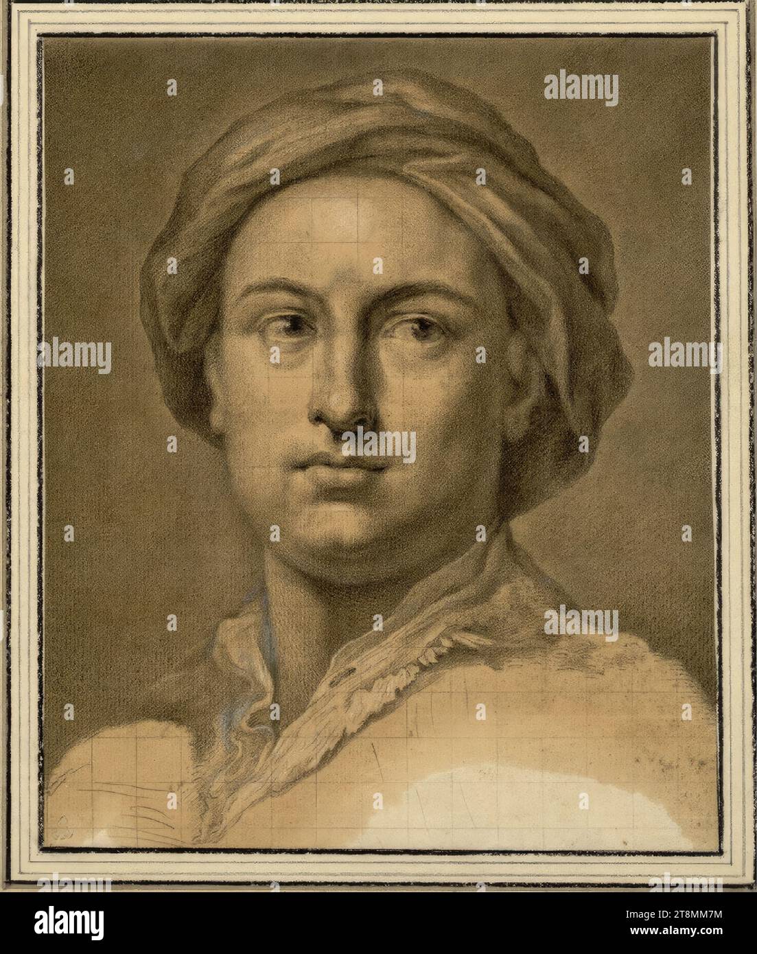 Giovanni Battista Casanova (1730-1795), professore presso l'Accademia di Dresda, Christian Friedrich Boetius (Germania, 1706 - 1782), perduto originale intorno al 1759/60, disegno, gesso con evidenziazioni bianche e griglia di ingrandimento, 21,2 x 17,5 cm, l.b. duca Alberto di Sassonia-Teschen, vecchia iscrizione: R.u. 'A.R. Mengs del Foto Stock