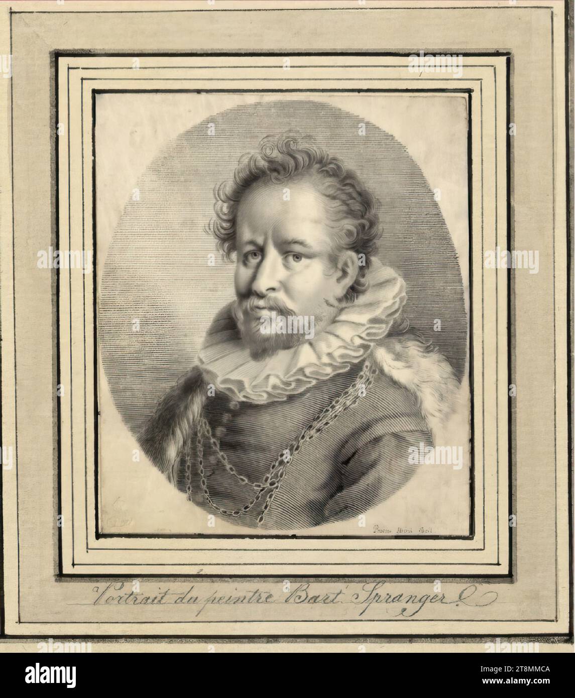 Bartholomäus Spranger, Prokop Steinl (Boemia, 1732 - 1794), disegno, penna e nero su pergamena, 9 x 7,5 cm, l.l. duca Alberto di Sassonia-Teschen Foto Stock