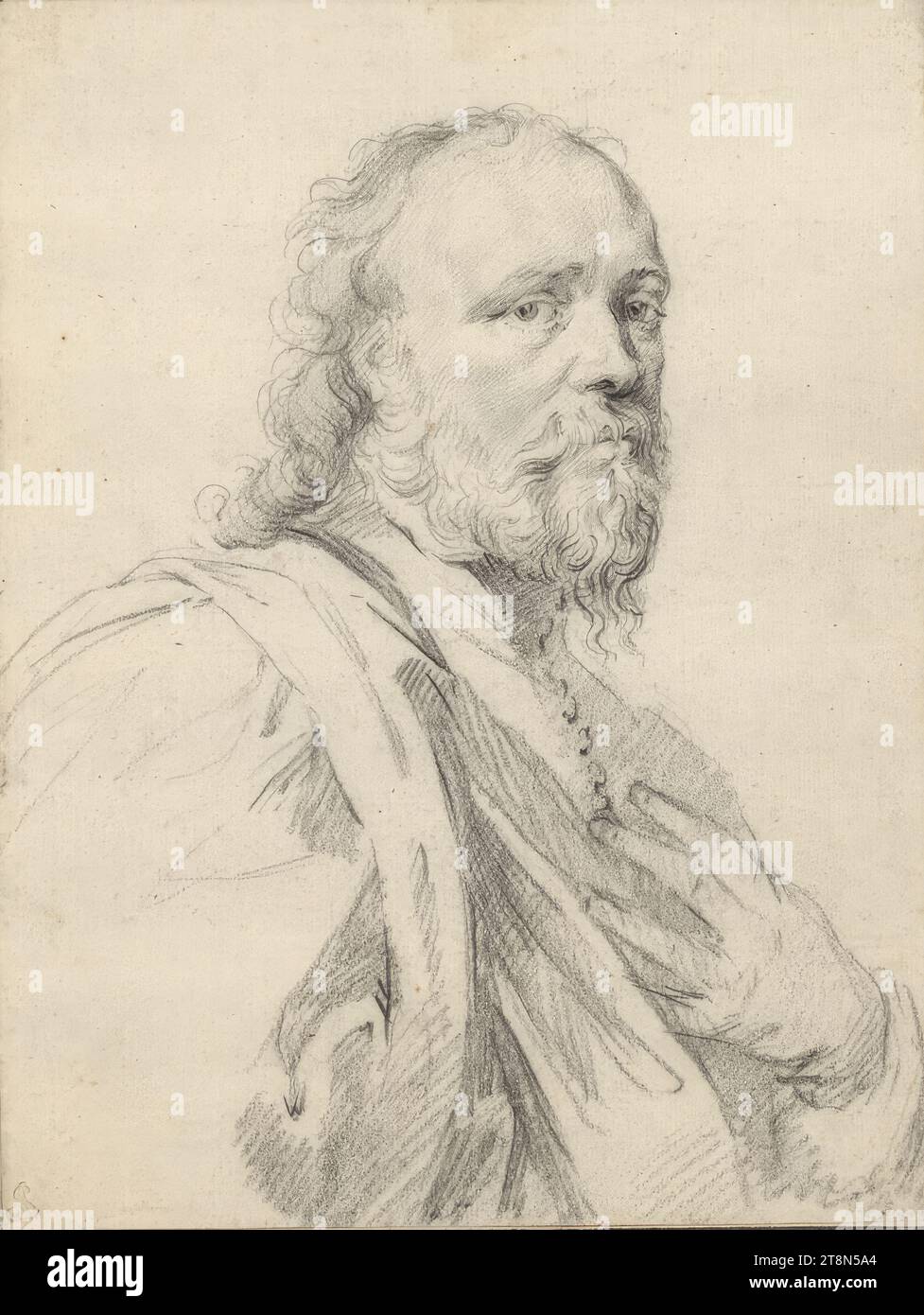 Sir Kenelmus Digby, Anthonis van Dyck (Anversa 1599 - 1641 Londra-Blackfriars), disegno, gesso nero, 19,7 x 15 cm, l.l. duca Alberto di Sassonia-Teschen Foto Stock