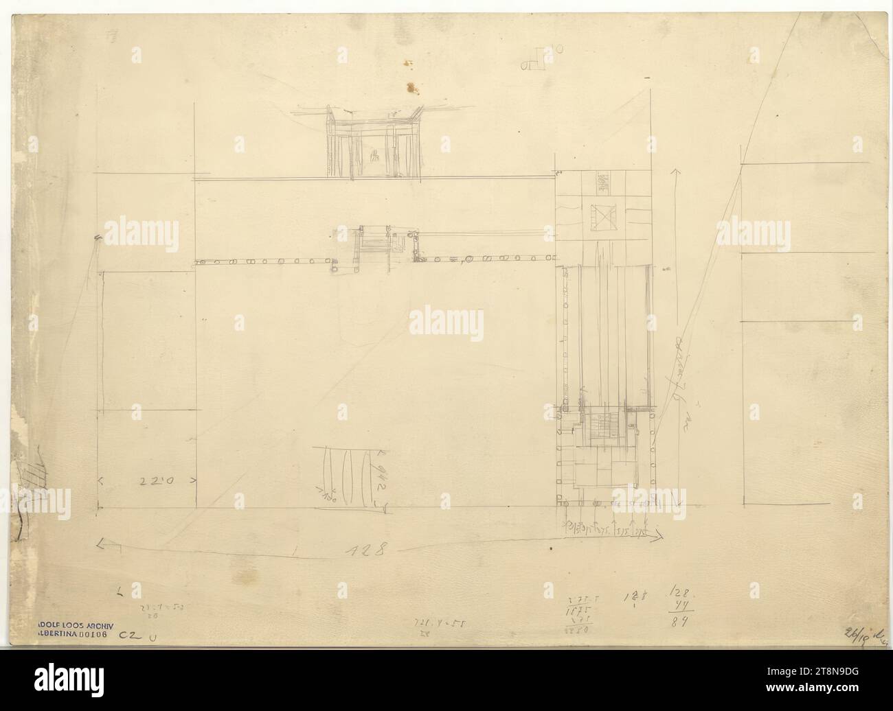 Development of the Horticultural Grounds, Vienna I., Parkring, planimetria, 1917, disegno architettonico, carta da disegno; matita, 283 x 392 mm Foto Stock