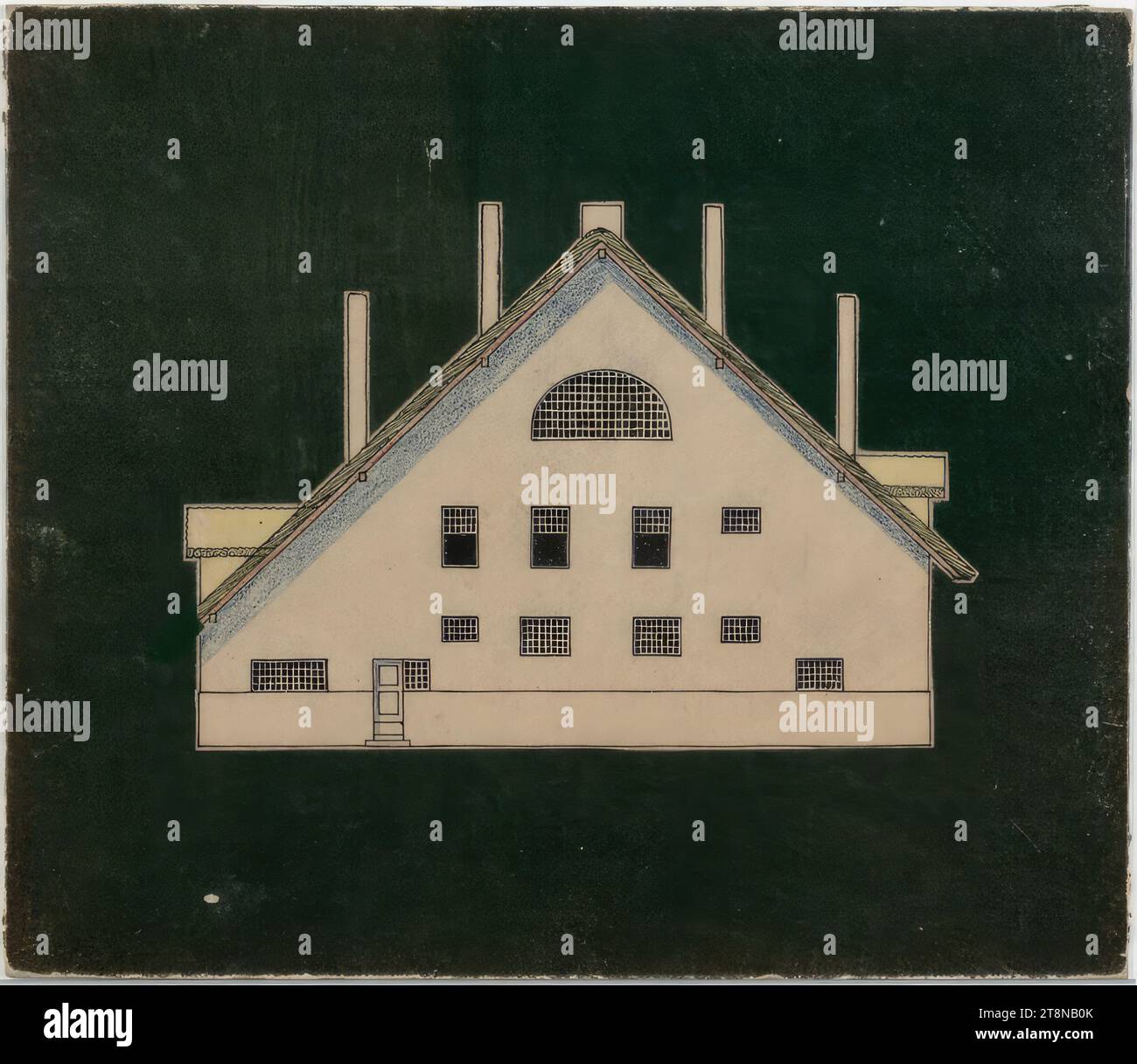 Casa di campagna per Leo Prince Sapieha, villa con tetto spiovente, vista, 1918, disegno architettonico, carta da disegno; inchiostro, 148 x 213 mm Foto Stock