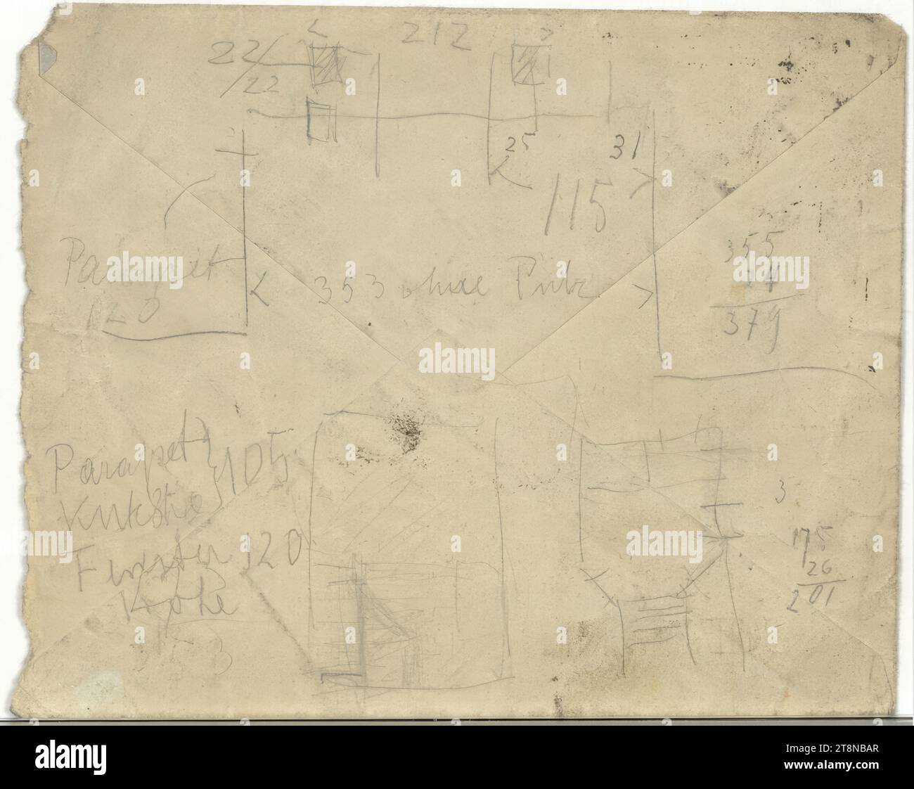 Schizzo fotografico, sulla busta (18. XI 25), 1925, disegno architettonico, carta; matita, 113x143 mm Foto Stock