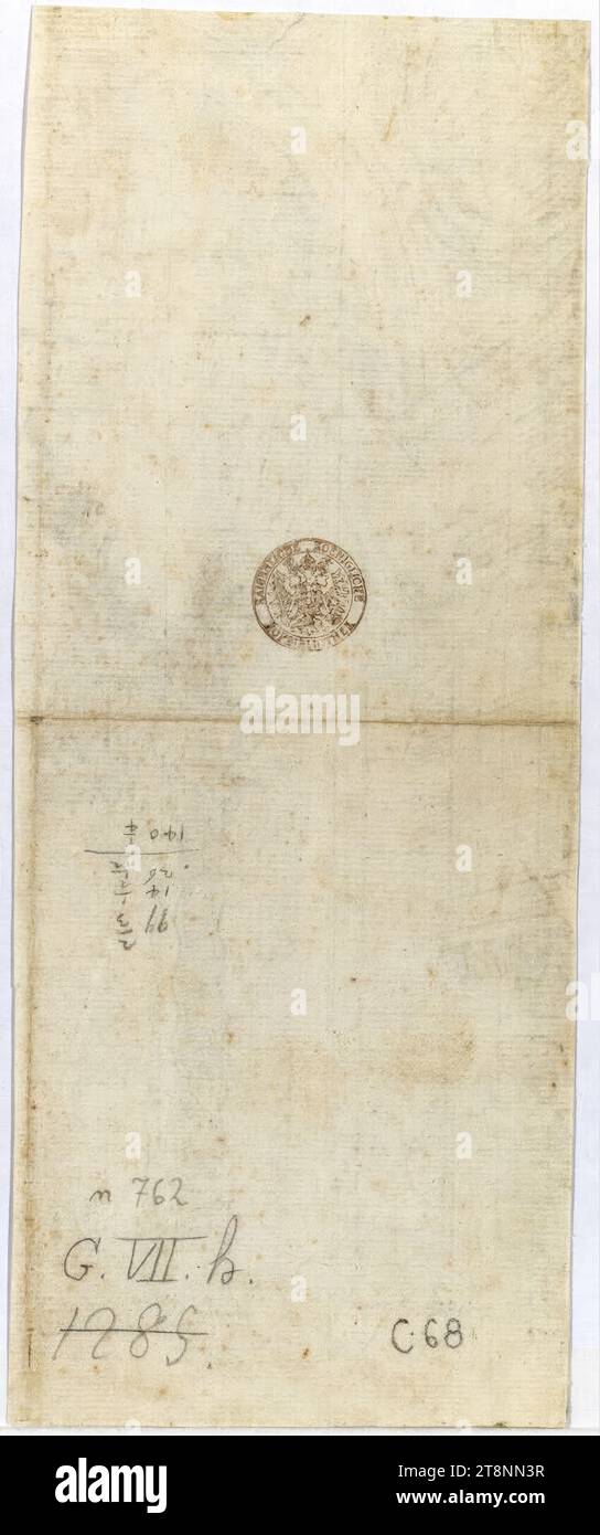 Roma, San Pietro in Vaticano, interno con baldacchino dell'altare maggiore, 1631, disegno architettonico, carta, fine; scrittura in grafite; iscrizione in grafite, 23,6 cm x 9,5 cm Foto Stock
