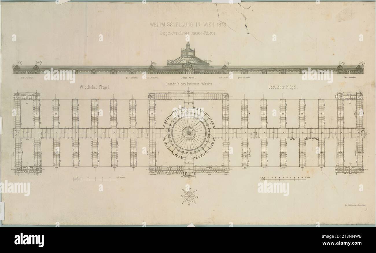 Vienna II, World Exhibition 1873, pianta del sito, Carl von Hasenauer (Vienna 1833 - 1894 Vienna), 1871-1873, pianta, stampa Foto Stock