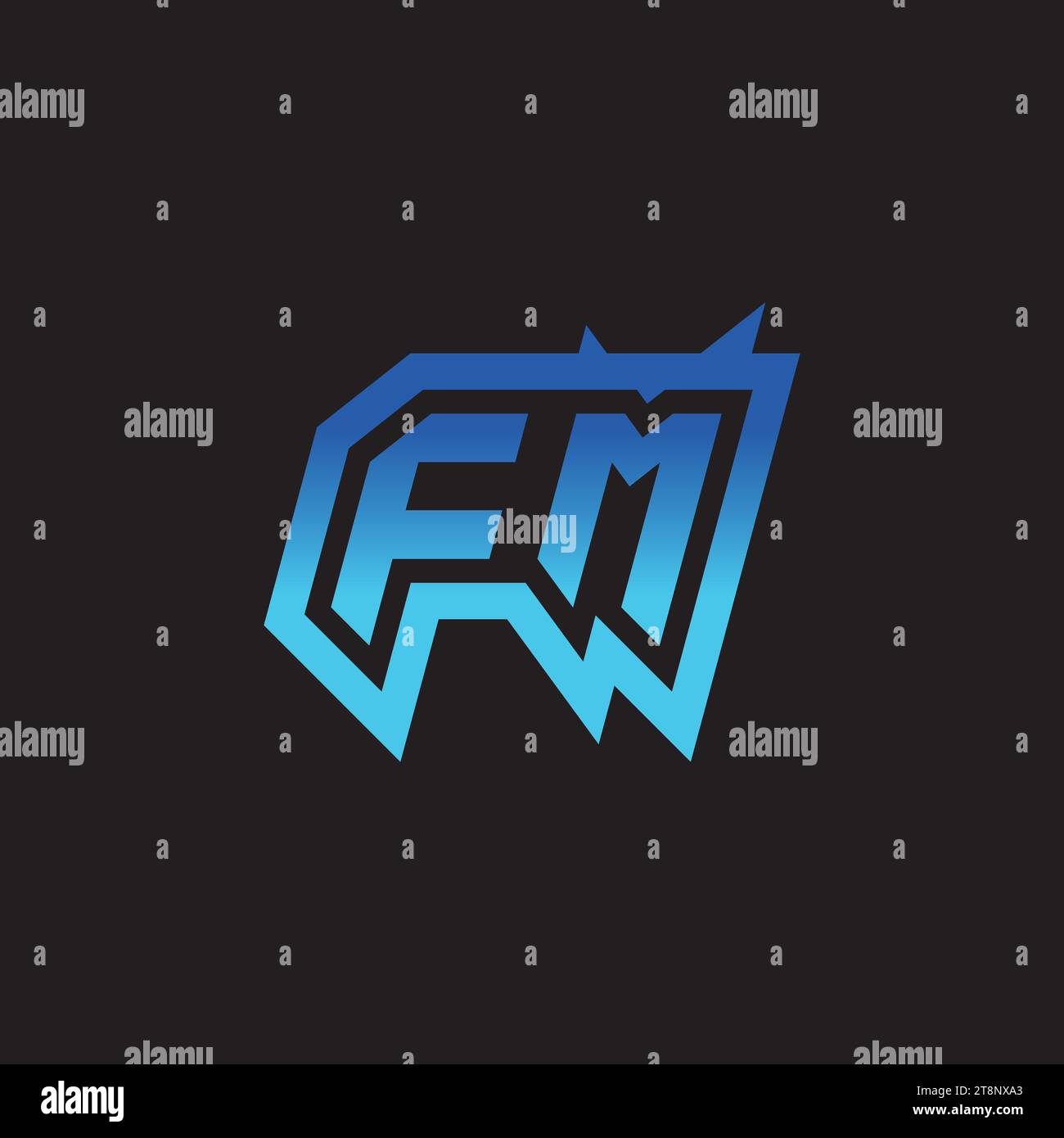Ispirazione iniziale FM design del logo esport e idee per clan di gioco Illustrazione Vettoriale