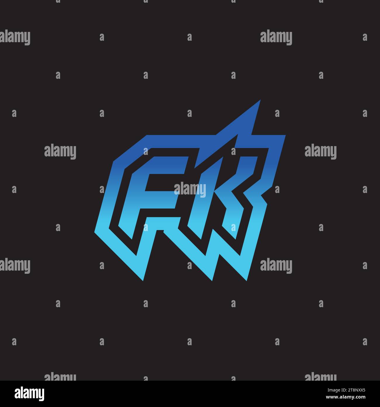 FK Initial Inspiration logo design esport e idee per clan di gioco Illustrazione Vettoriale