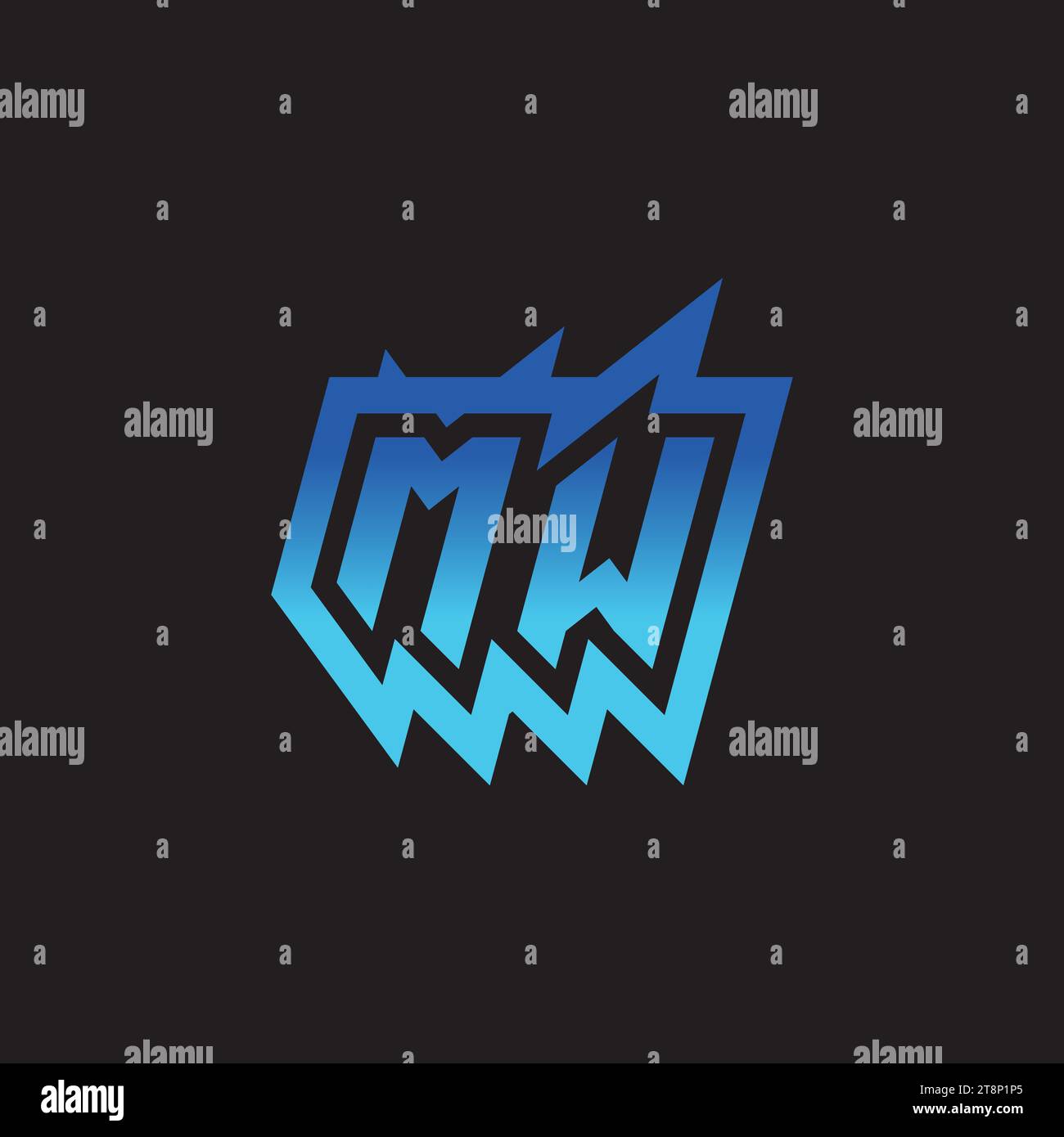 MW Initial Inspiration logo design esport e idee per clan di gioco Illustrazione Vettoriale