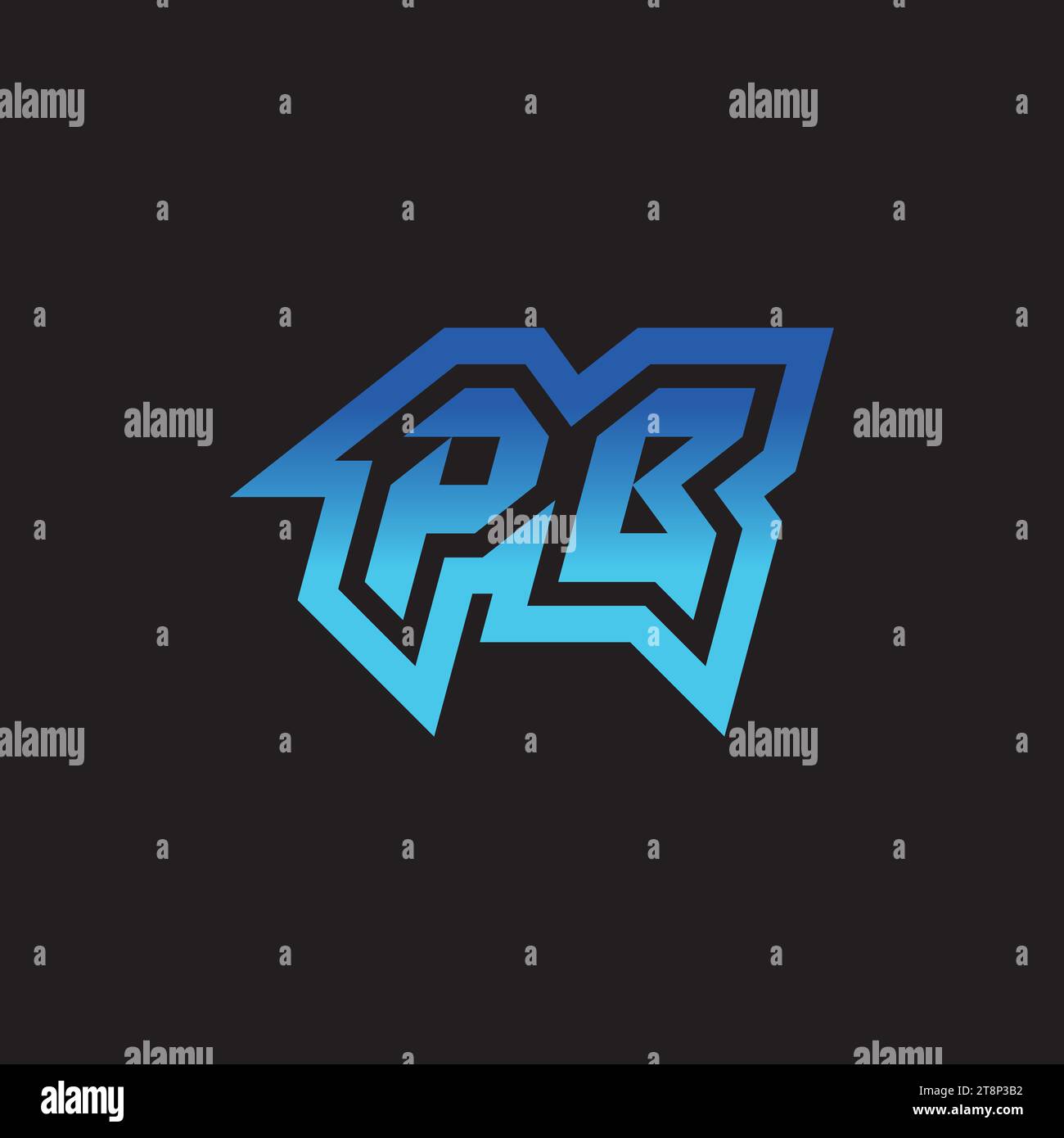 PB Initial Inspiration logo design esport e idee per clan di gioco Illustrazione Vettoriale