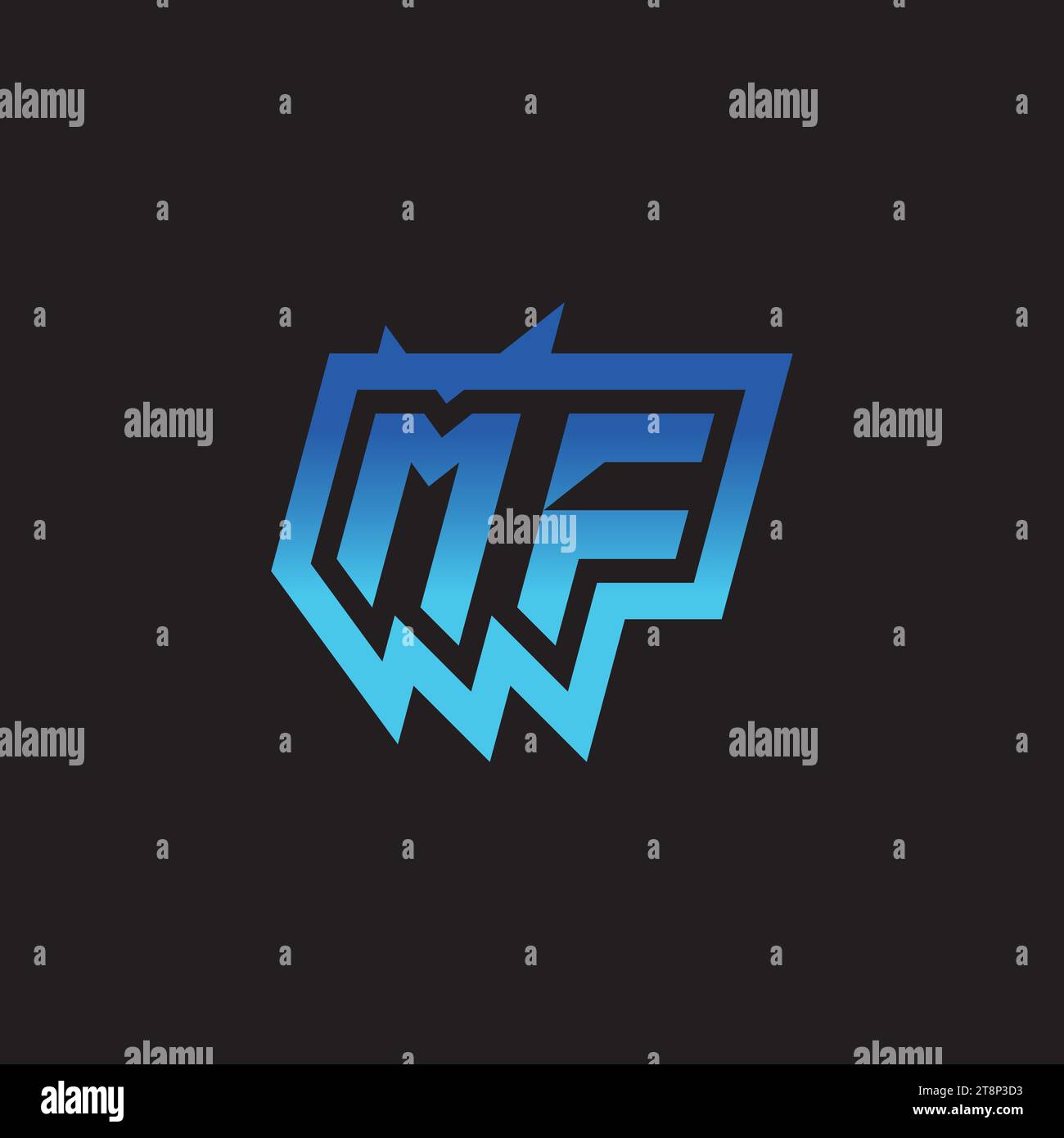 Ispirazione iniziale MF logo design esport e idee per clan di gioco Illustrazione Vettoriale
