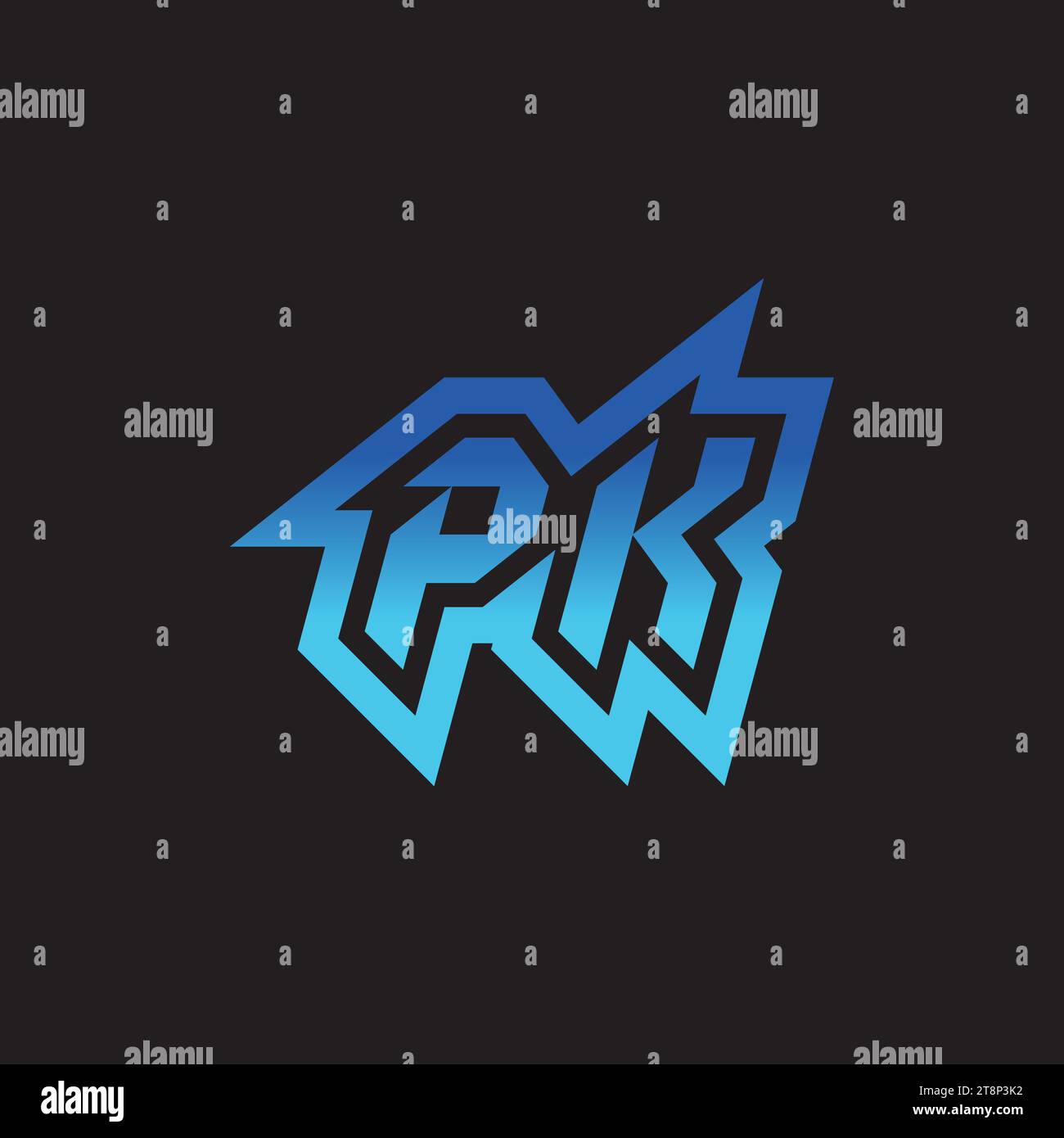 PK Initial Inspiration logo design esport e idee per clan di gioco Illustrazione Vettoriale