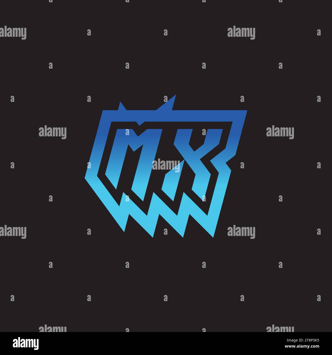 MX Initial Inspiration logo design esport e idee per clan di gioco Illustrazione Vettoriale