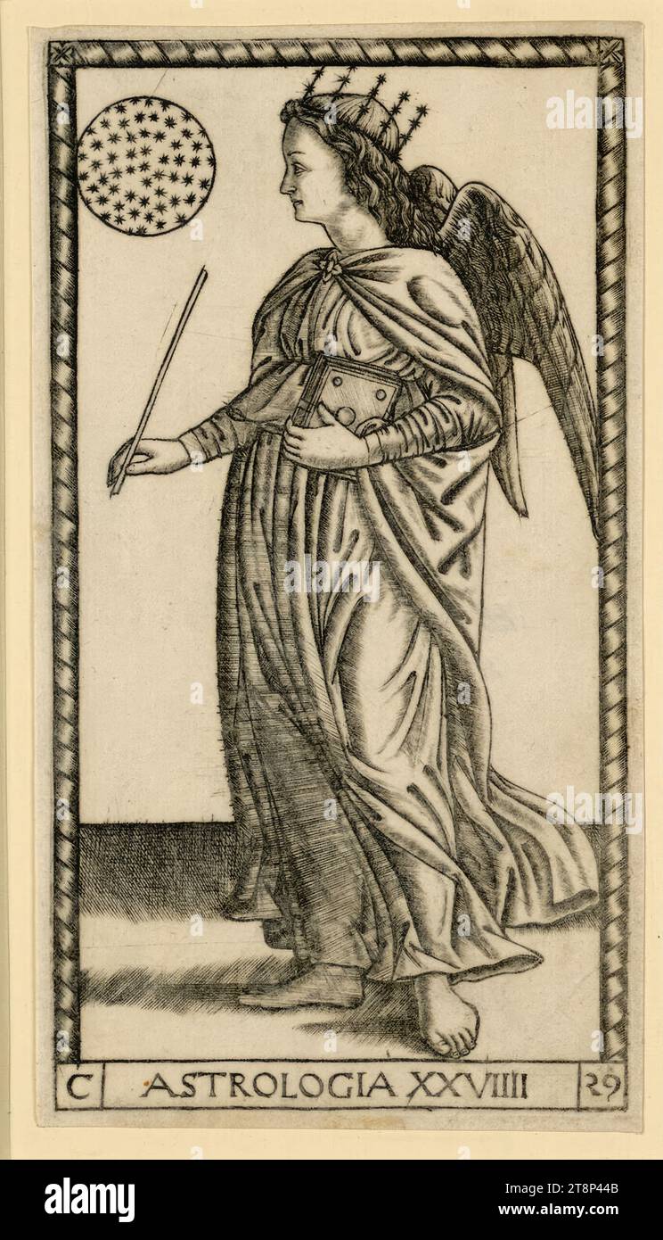 Astrologia, Maestro della serie Tarocchi 'S', c. 1485, stampa, incisione su copperplate Foto Stock