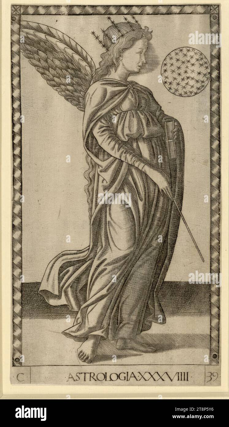 Astrologia, serie e Ferrara, Maestro di Tarocchi, prima del 1467, stampa, incisione in rame Foto Stock