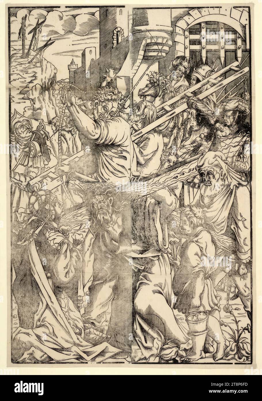 Trasportando la Croce, monogrammista MW (menzionato (intorno al 1560), Martin Weigel (Germania, menzionato 1553 - 1568), XVI secolo, stampa, taglio del legno Foto Stock