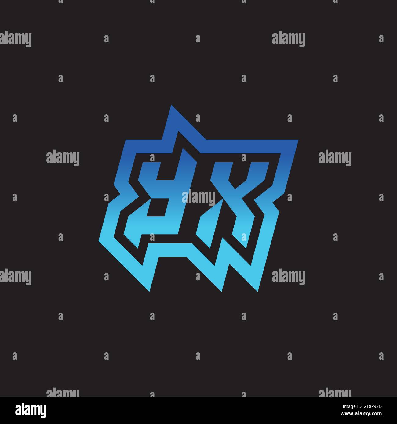 YX Initial Inspiration logo design esport e idee per clan di gioco Illustrazione Vettoriale