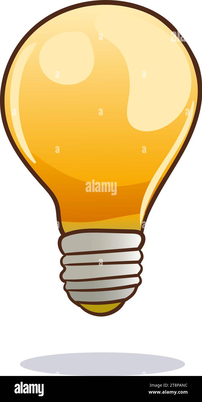 Illustrazione vettoriale. Lampadina luminosa con raggi luminosi. Simbolo di energia e idea. Decorazioni per biglietti d'auguri, patch, stampe di abiti, badge, poster Illustrazione Vettoriale