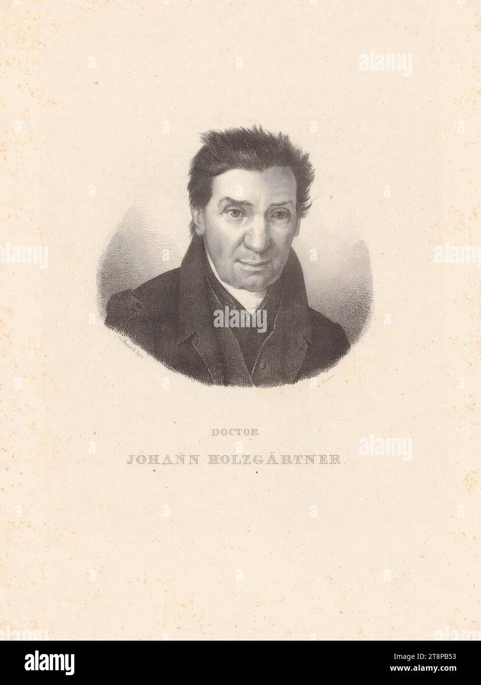 Ritratto Dottore Johann Holzgärntner (Holzgaertner), membro del med. Facoltà dell'Università di Vienna, 1828, stampe, litografia, foglio: 32,7 x 24,5 cm Foto Stock