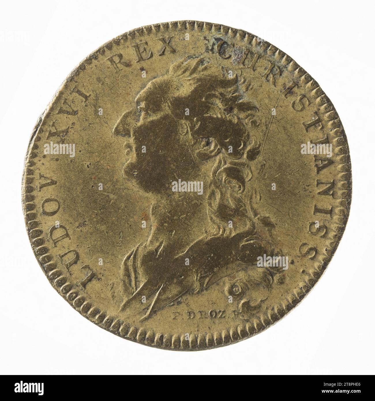 Halles et marchés de Paris: C. V. vera (1768), Luigi XVI, Numismatic, Token (numismatico), Brass, dimensioni - pezzo: diametro: 3 cm, peso (dimensione tipo): 9,17 g. Foto Stock