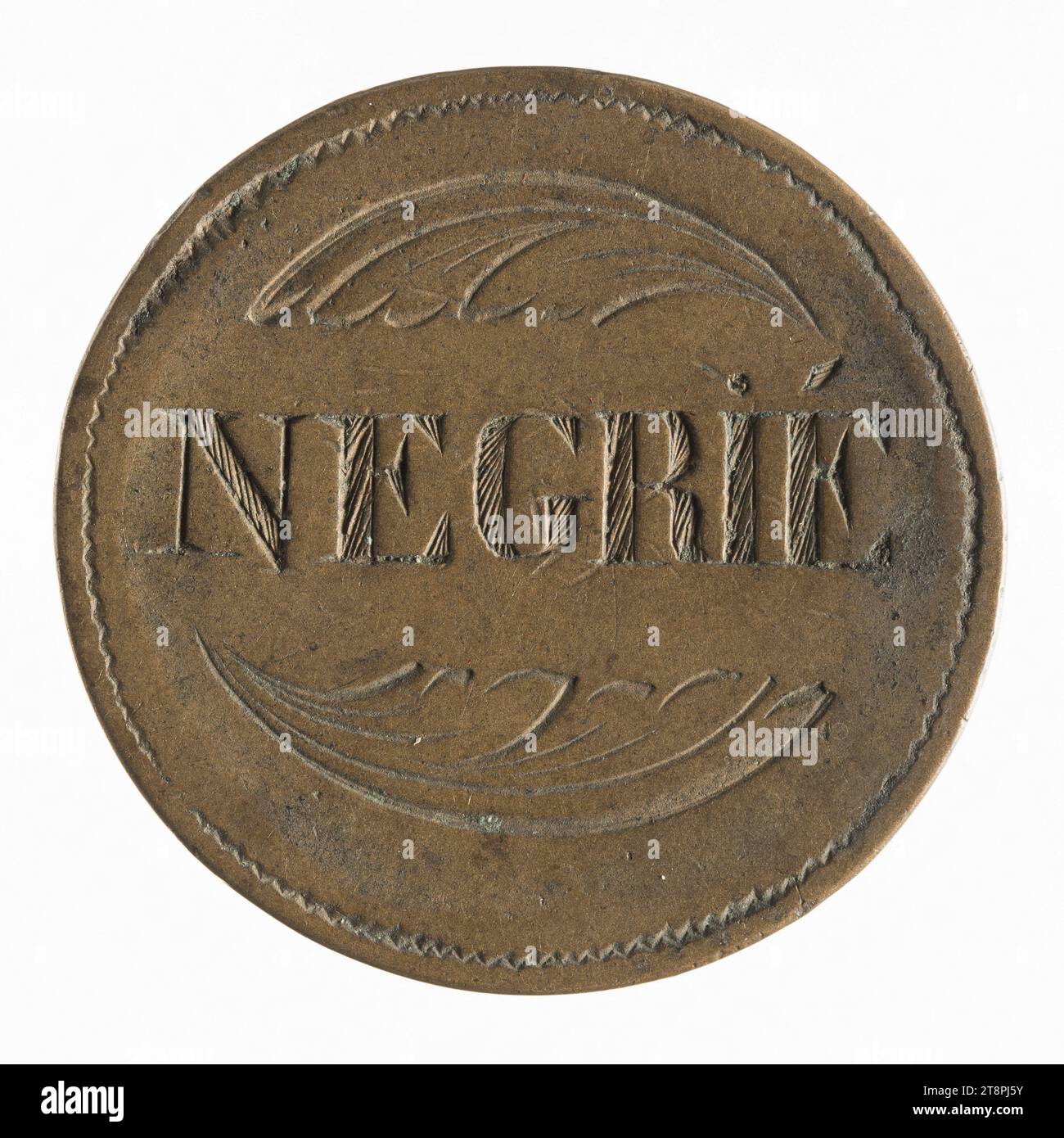Halles et marchés de Paris: Negrié, Ancien Régime, Numismatic, Token, Bronzo, dimensioni - pezzo: diametro: 3,2 cm, peso (dimensione tipo): 20,11 g. Foto Stock