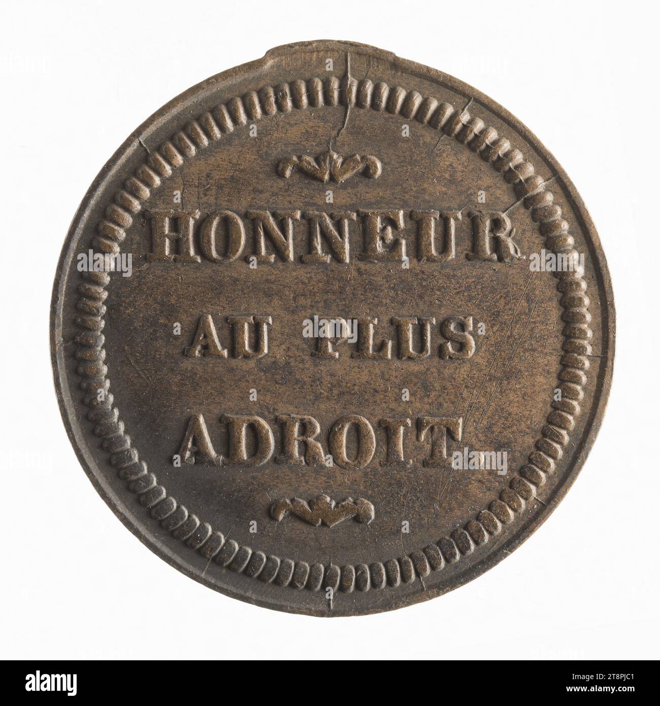 Onore al più abile, S.d., Numismatic, Token (numismatico), rame, dimensioni - pezzo: diametro: 2,4 cm, peso (dimensione tipo): 4,27 g. Foto Stock