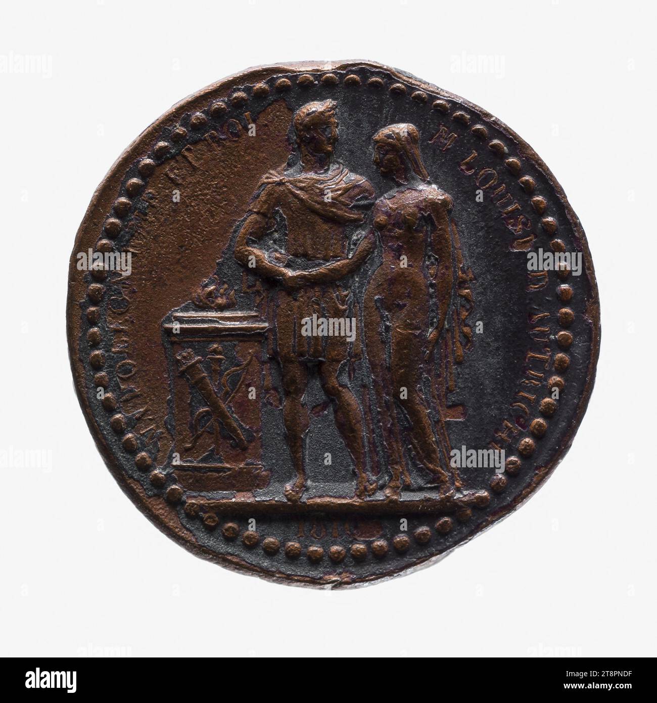 Matrimonio di Napoleone con Maria Luisa, 1° aprile 1810, Andrieu, Bertrand o Jean-Bertrand, array, Numismatic, Medal, size - Work: diametro: 1,4 cm, peso (tipo dimensione): 2,42 g. Foto Stock