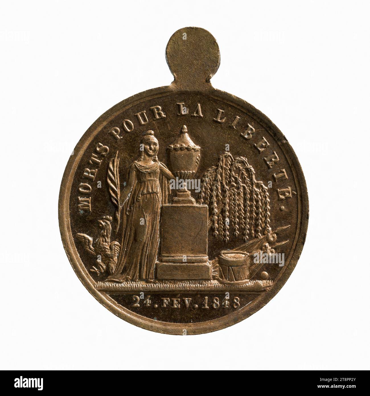1° anniversario della Rivoluzione del 1848 febbraio 1849, Anonimo, Medal Engraver, Array, numismatico, Medaglia, Parigi, dimensioni - lavoro: diametro: 3 cm, peso (tipo dimensione): 13,03 g. Foto Stock