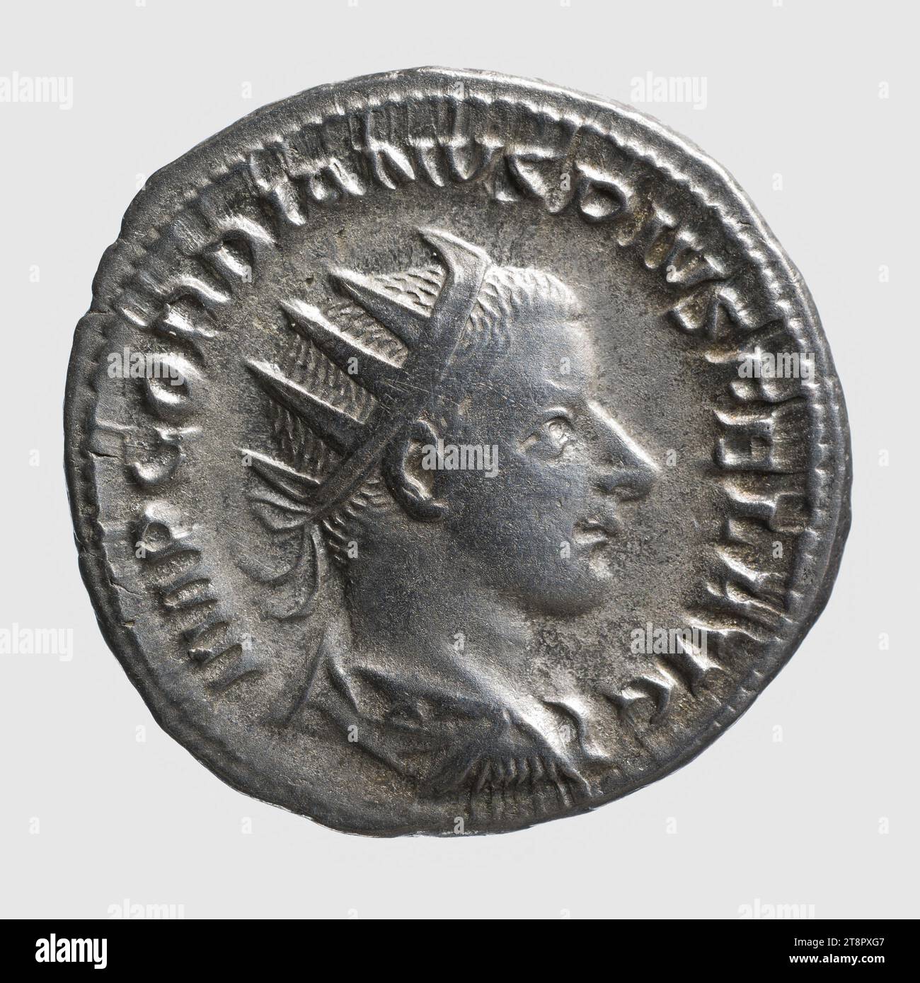 Antoniniano di Gordiano III, 240-243, Anonimo, Array, Numismatics, monetazione, Roma, taglie - opera: diametro: 2,1 cm, peso (tipo taglia): 4,38 g. Foto Stock
