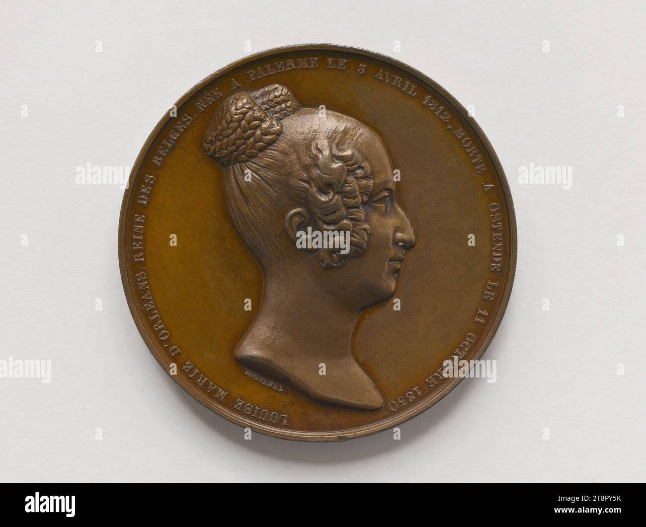 Morte di Louise-Marie d'Orléans (1812-1850), Regina dei belgi (1832-1850), 1850, Jouvenel, Adolphe Christian, Medal Engraver, nel 1850, Numismatic, Medal, Dimensions - Work: diametro: 5,1 cm Foto Stock
