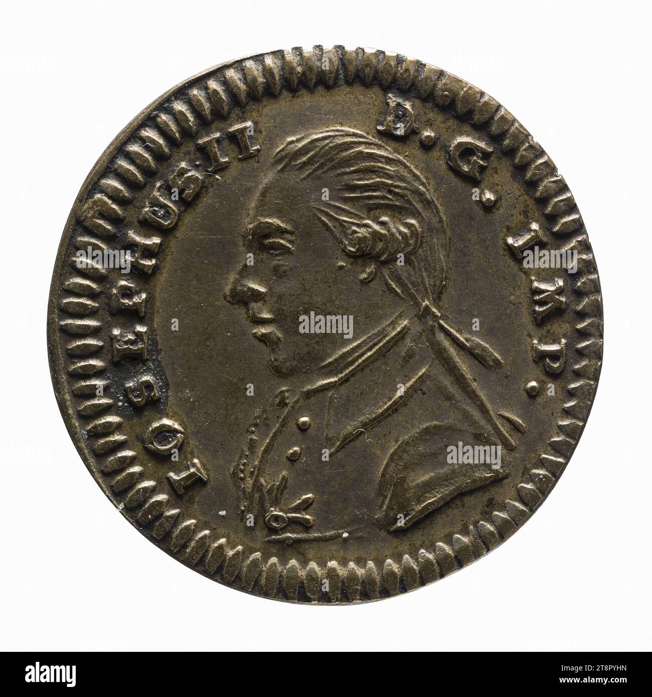 Giuseppe II, Sacro Romano Imperatore (1765-1790), Lauer, Medal Engraver, Array, Numismatics, gettone, Ottone, dimensioni: diametro: 1,9 cm, peso (tipo dimensione): 1,022 g. Foto Stock