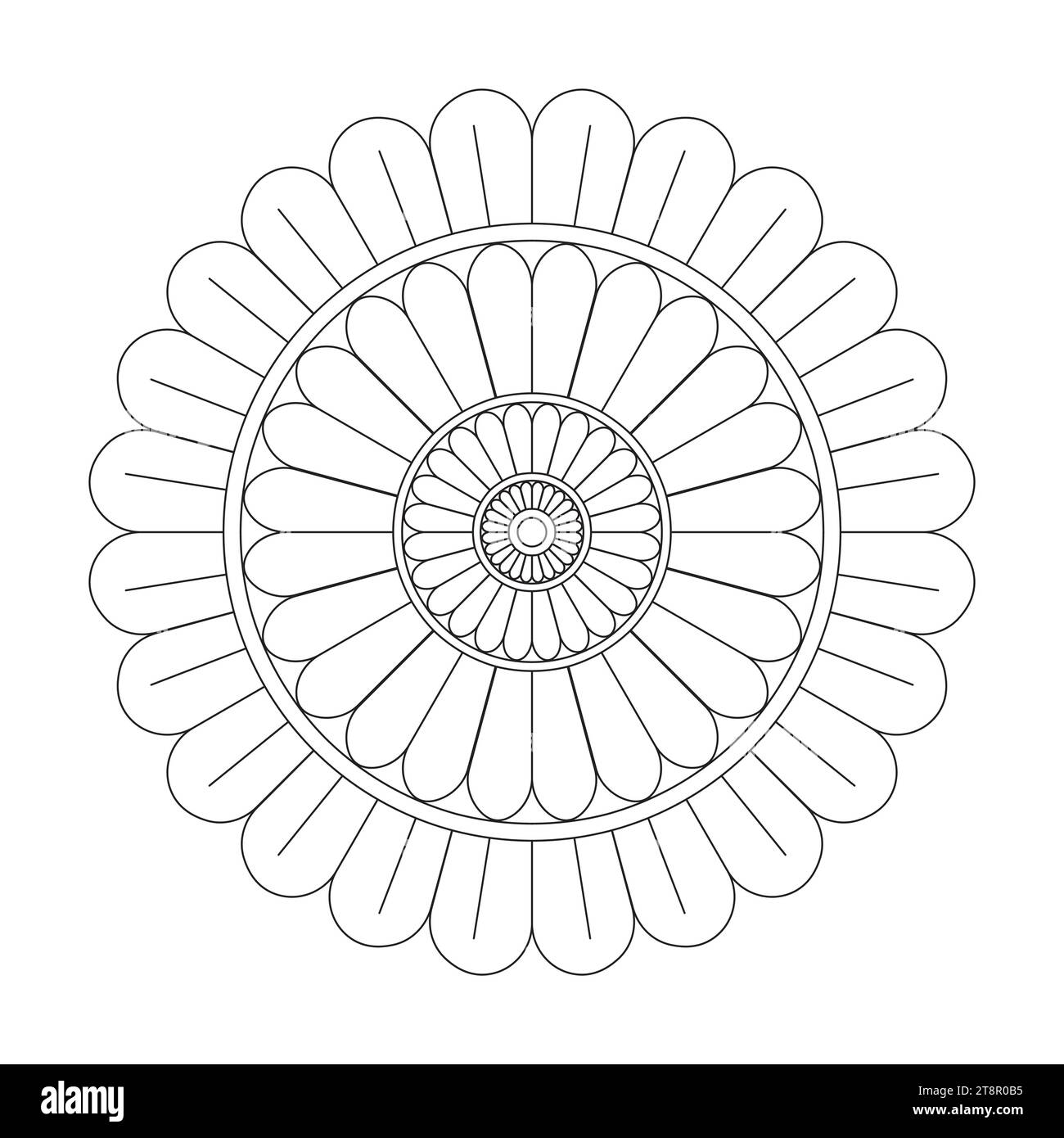 Petali pacifici, capacità di rilassarsi, esperienze cerebrali, paradiso armonioso, ritratti pacifici, design mandala di bellezza in fiore. Illustrazione Vettoriale