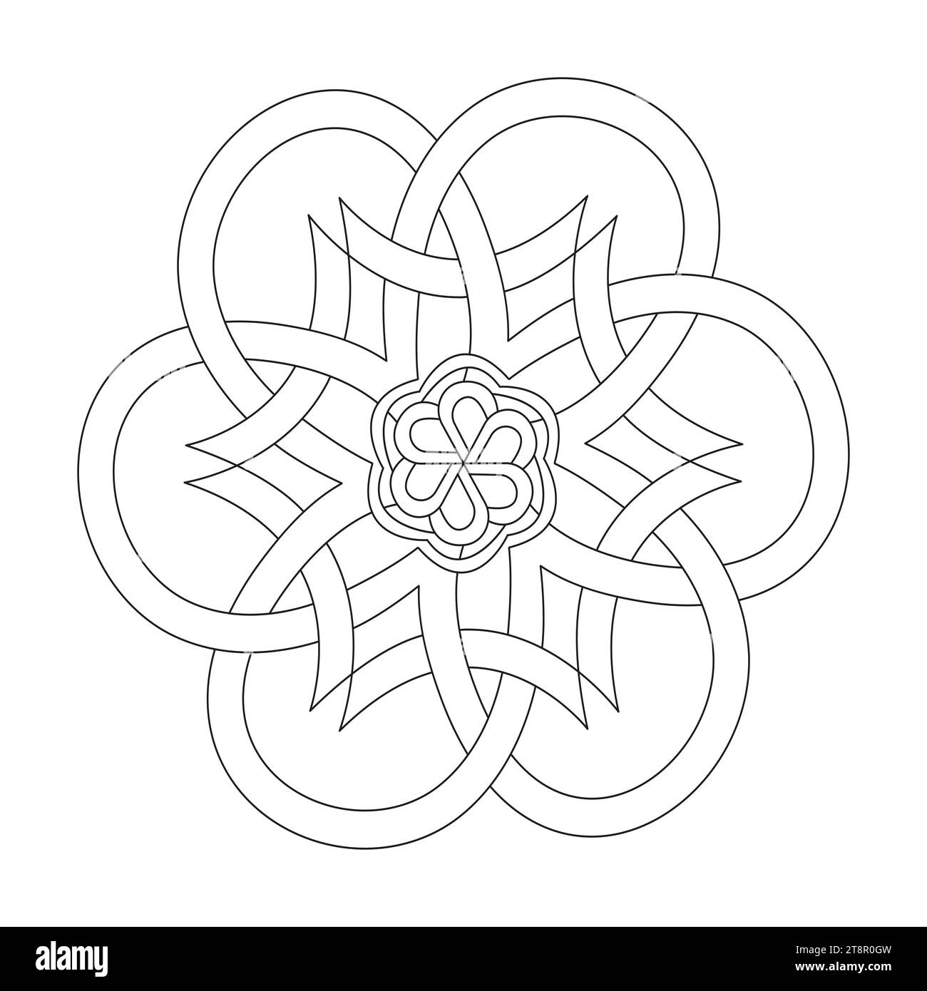 Pagina del libro da colorare per arti digitali Celtic mandala per l'interno del libro KDP. Petali pacifici, capacità di rilassarsi, esperienze cerebrali, paradiso armonioso, pace Illustrazione Vettoriale