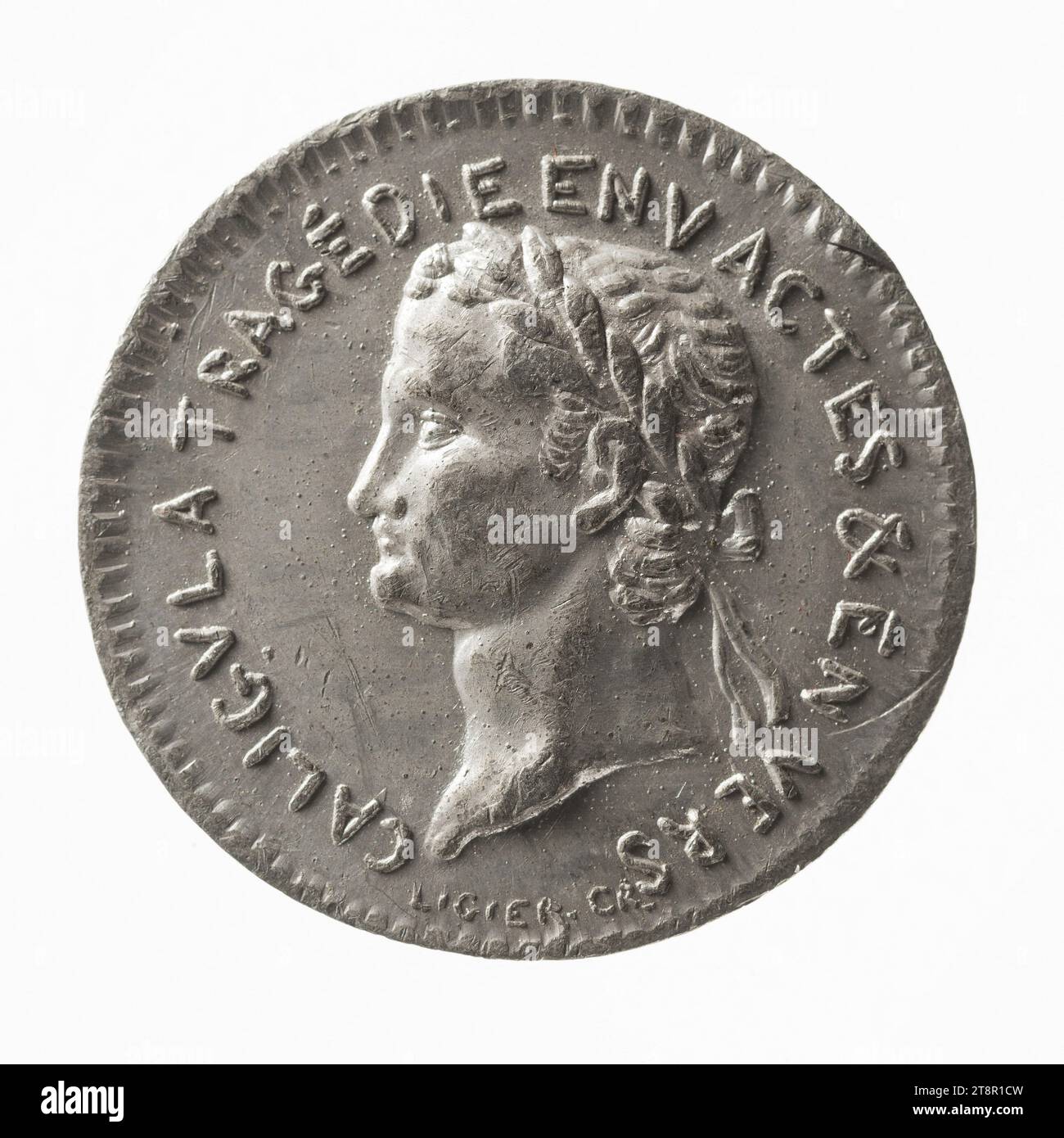 Prima esecuzione di Caligola, di Alexandre Dumas, al Théâtre-francese il 26 dicembre 1837, nel 1837, Numismatic, Token, metallo, dimensioni - pezzo: diametro: 3 cm, peso (tipo dimensione): 9,94 g. Foto Stock