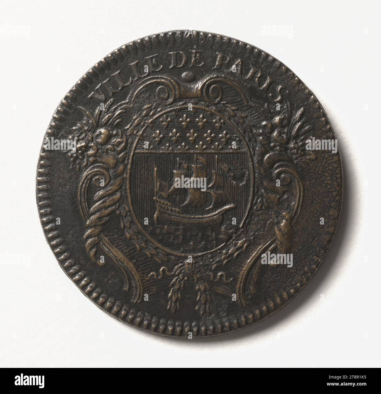 prévôt des marchands Armand-Jérôme Bignon, 1771, nel 1771, Numismatic, Token (numismatico), rame, dimensioni - pezzo: diametro: 3,2 cm, peso (tipo dimensione): 11,71 g. Foto Stock